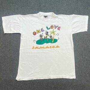 Sun Island One Love Jamaica Shirt L White Vintage 2001 Roots Rock Reggae Graphic